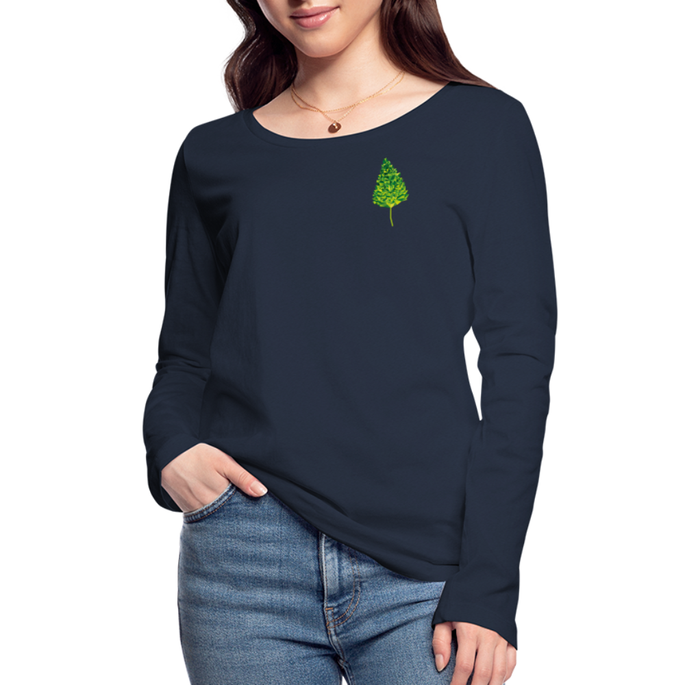 Das Blatt - Frauen Langarmshirt aus 100% Bio-Baumwolle - Navy