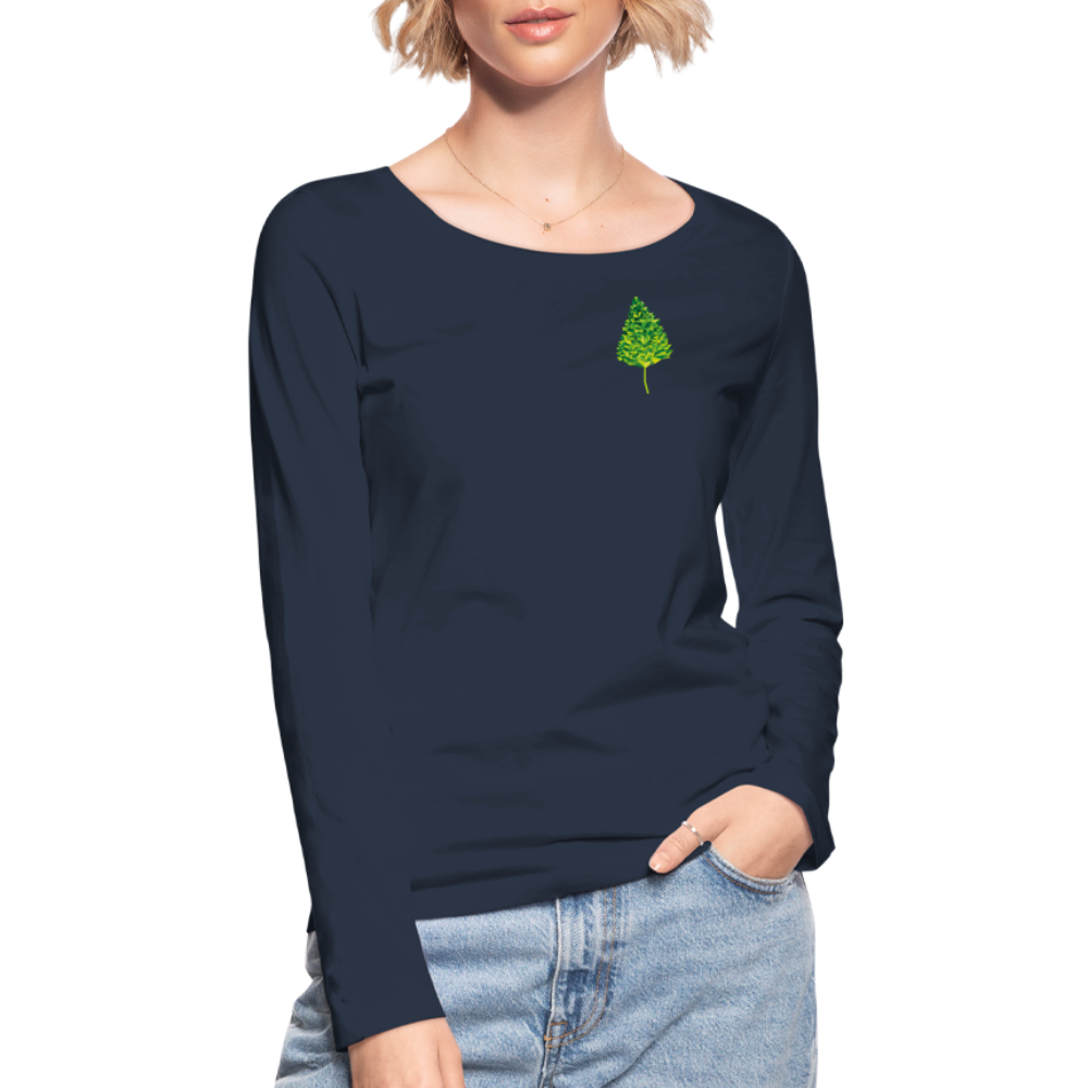Das Blatt - Frauen Langarmshirt aus 100% Bio-Baumwolle - Navy