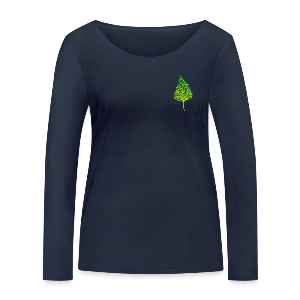 Das Blatt - Frauen Langarmshirt aus 100% Bio-Baumwolle - Navy