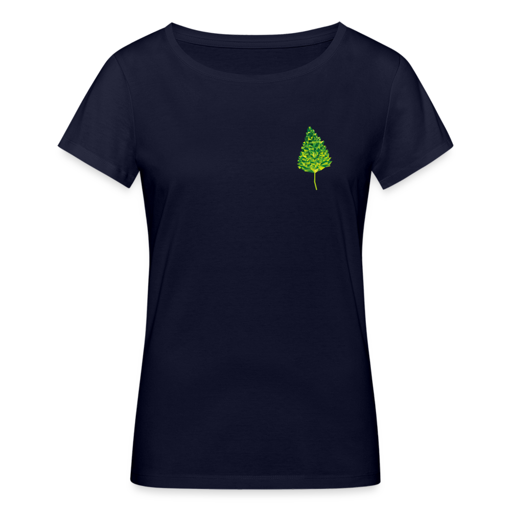 Das Blatt - Frauen T-Shirt aus 100% Bio-Baumwolle - Navy