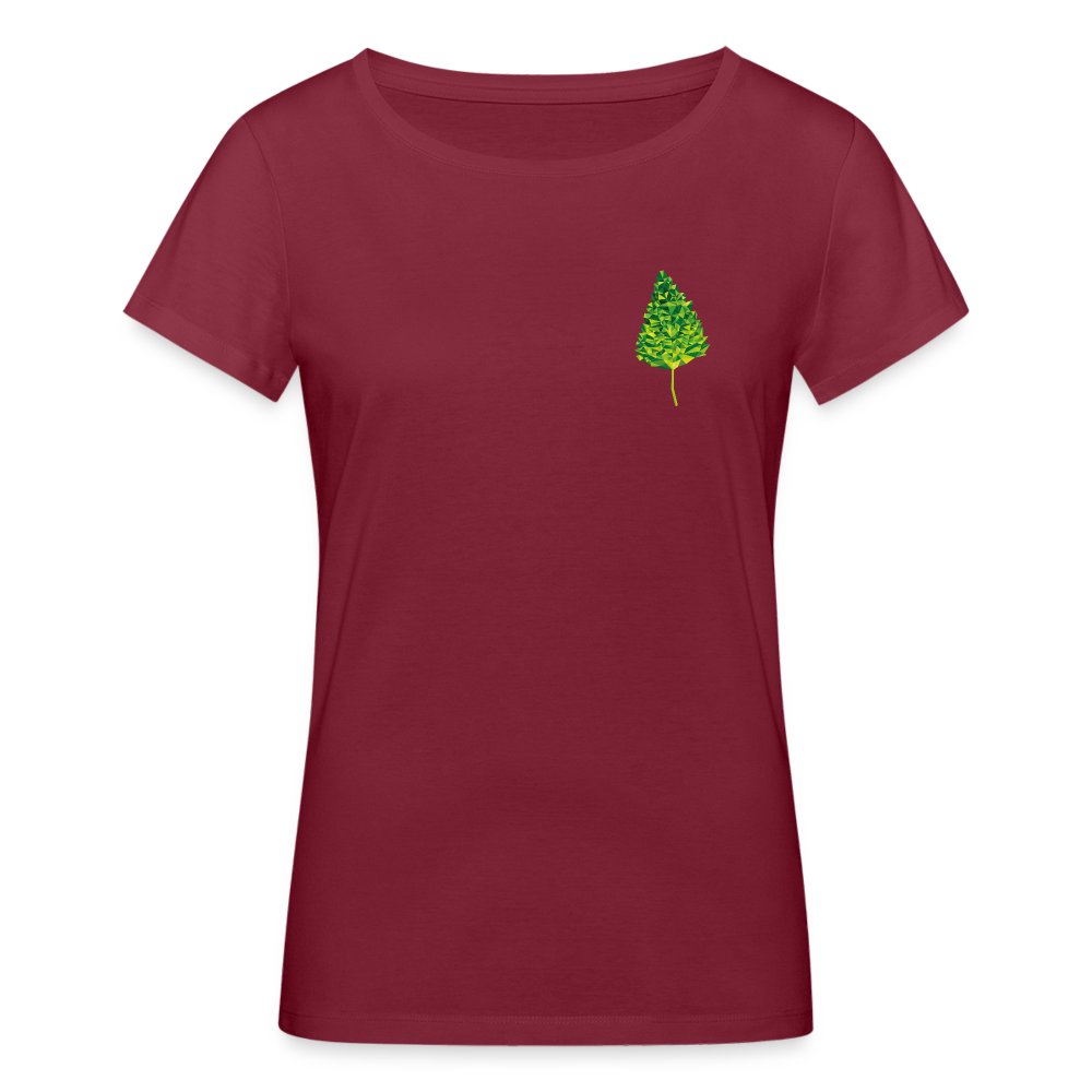 Das Blatt - Frauen T-Shirt aus 100% Bio-Baumwolle - Burgunderrot