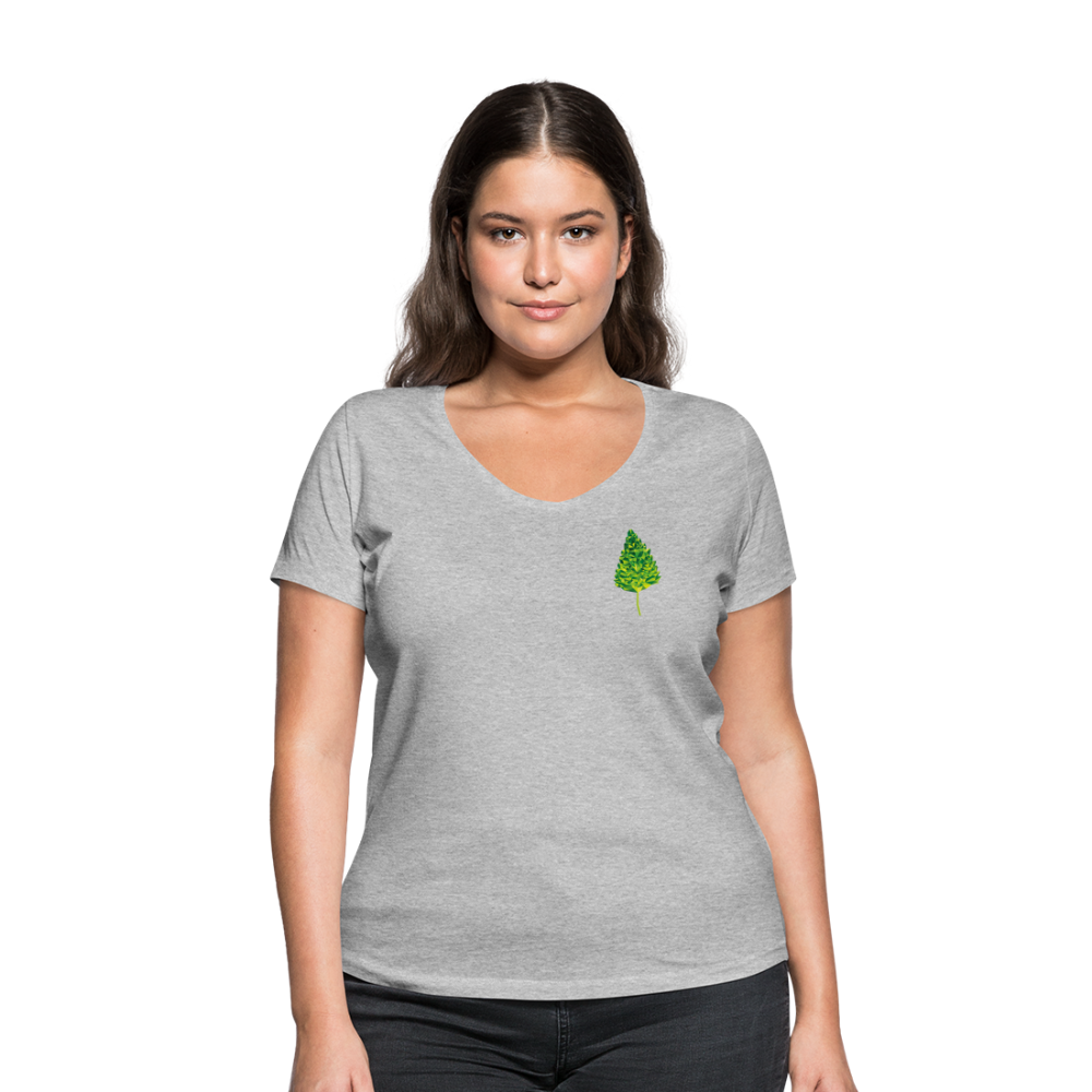 Das Blatt - Frauen T-Shirt mit V-Ausschnitt aus 100% Bio-Baumwolle - Grau meliert