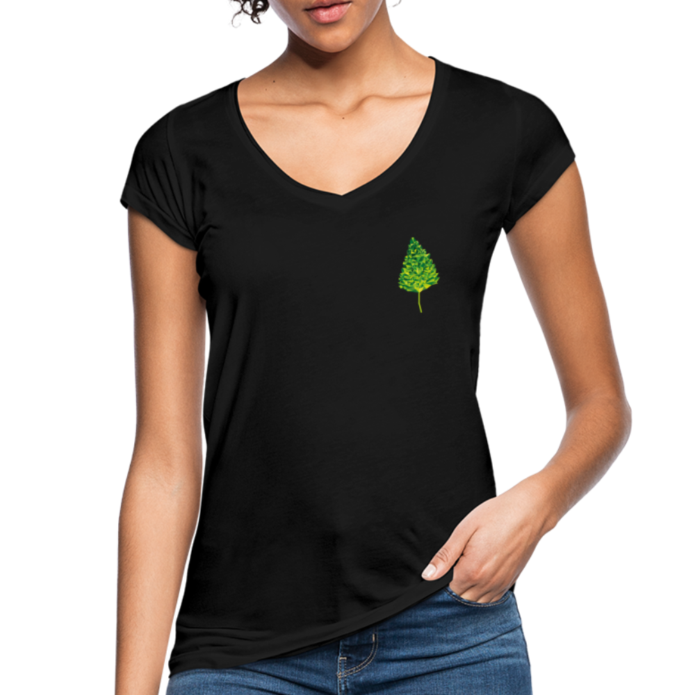 Das Blatt - Frauen Vintage T-Shirt - Schwarz