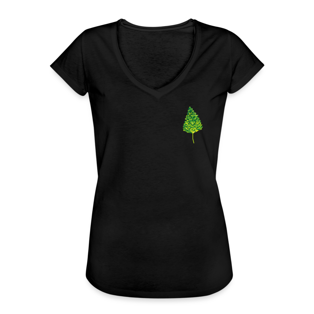 Das Blatt - Frauen Vintage T-Shirt - Schwarz