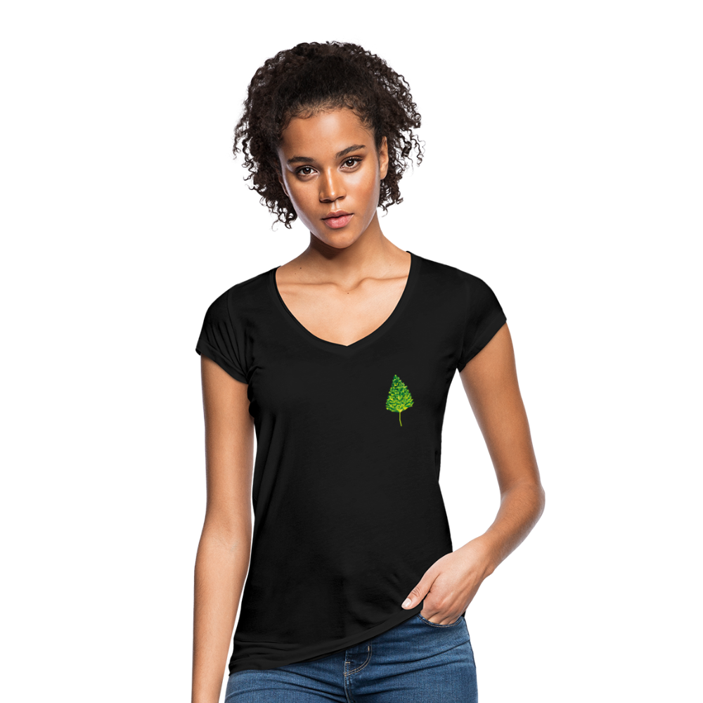 Das Blatt - Frauen Vintage T-Shirt - Schwarz