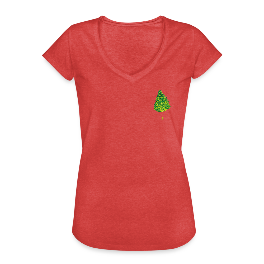 Das Blatt - Frauen Vintage T-Shirt - Rot meliert