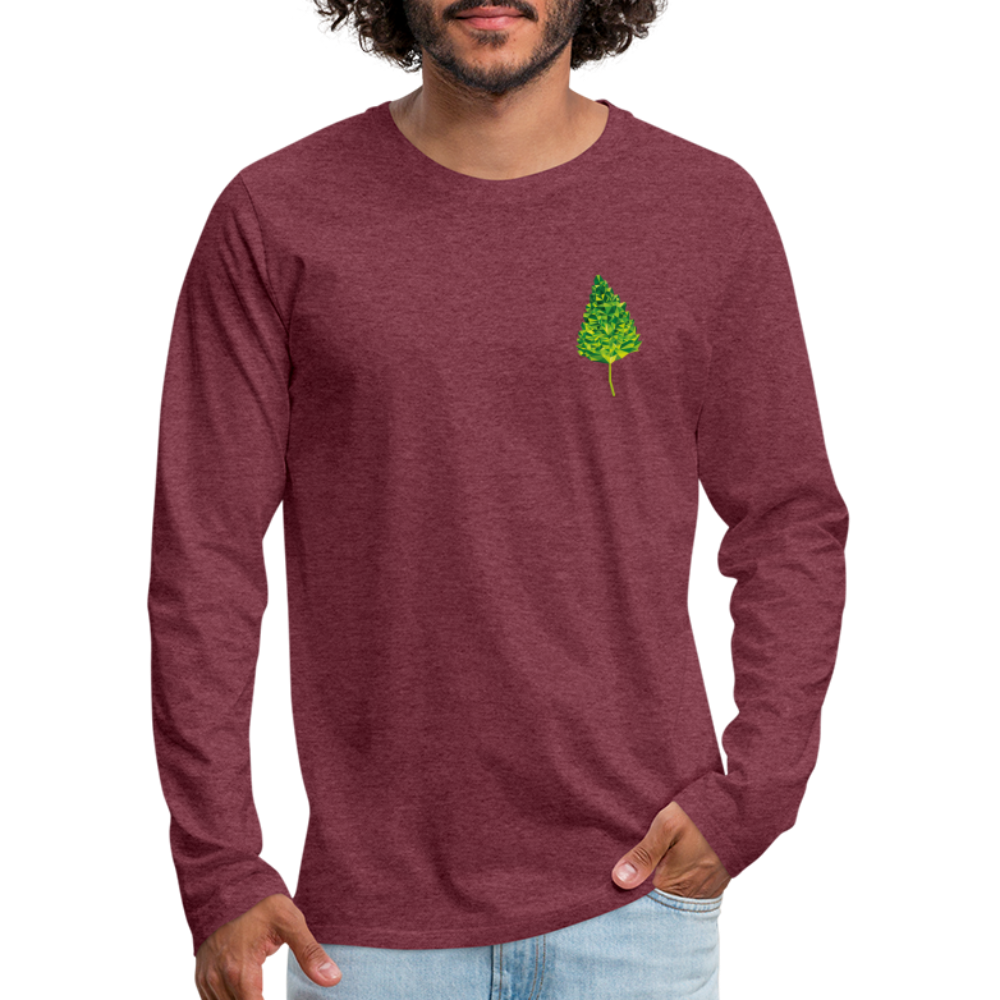 Das Blatt - Männer Langarmshirt - Bordeauxrot meliert