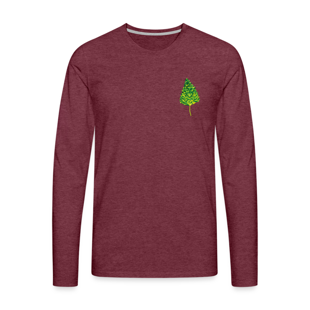 Das Blatt - Männer Langarmshirt - Bordeauxrot meliert