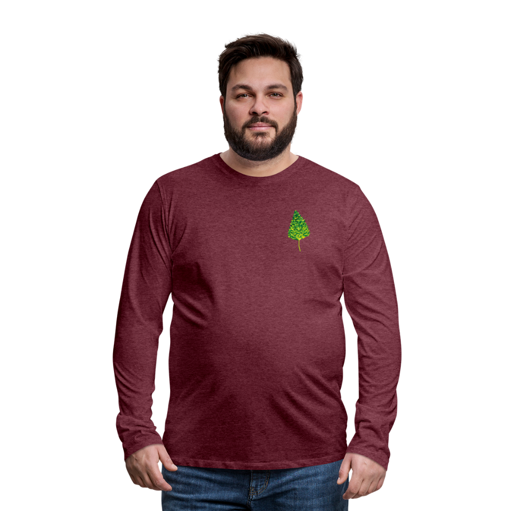 Das Blatt - Männer Langarmshirt - Bordeauxrot meliert