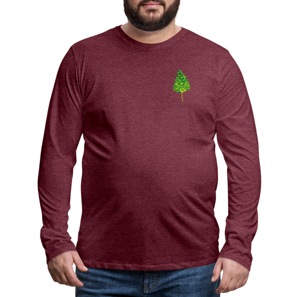 Das Blatt - Männer Langarmshirt - Bordeauxrot meliert