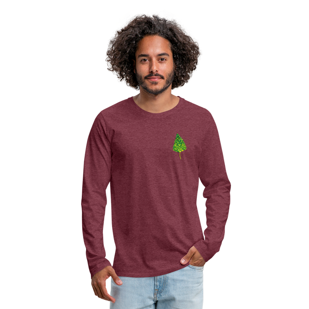Das Blatt - Männer Langarmshirt - Bordeauxrot meliert
