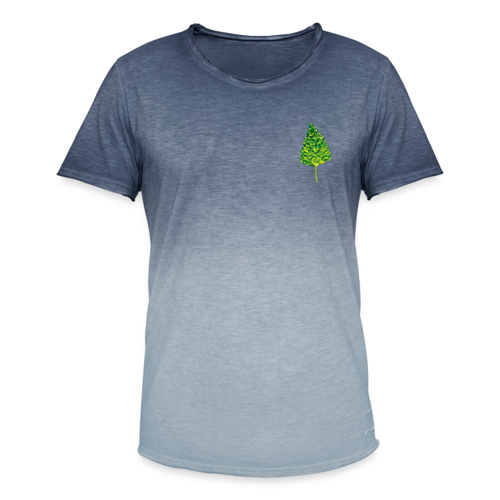 Das Blatt - Männer T-Shirt mit Farbverlauf - Dip Dye Blau