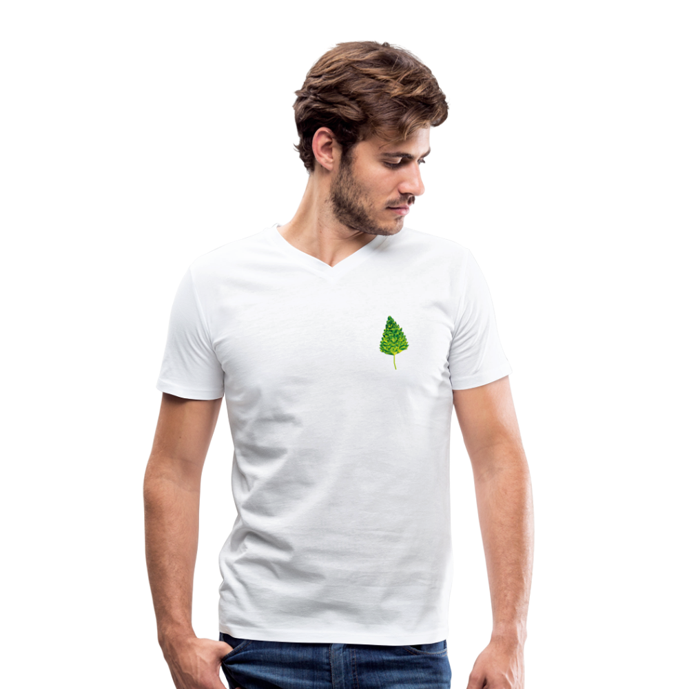 Das Blatt - Männer T-Shirt mit V-Ausschnitt aus 100% Bio-Baumwolle - weiß