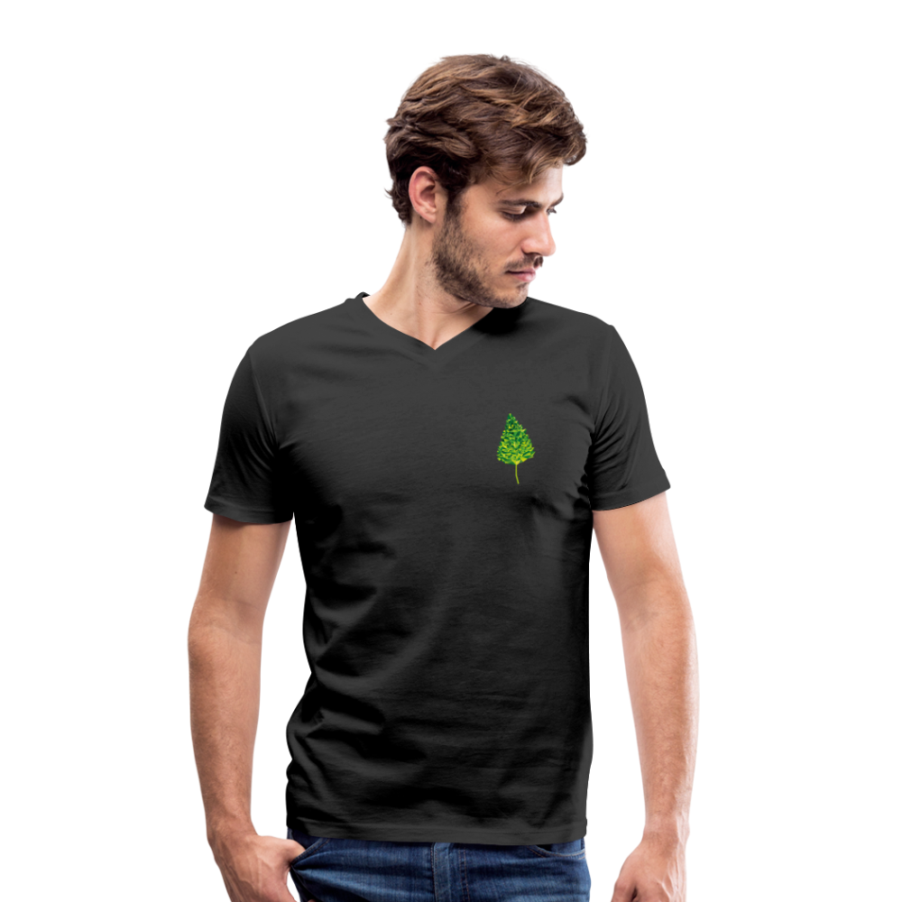 Das Blatt - Männer T-Shirt mit V-Ausschnitt aus 100% Bio-Baumwolle - Schwarz