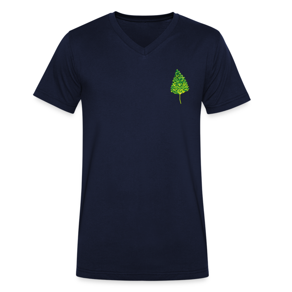 Das Blatt - Männer T-Shirt mit V-Ausschnitt aus 100% Bio-Baumwolle - Navy