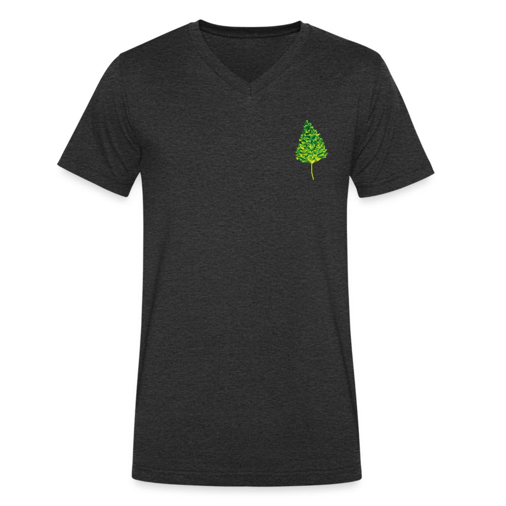 Das Blatt - Männer T-Shirt mit V-Ausschnitt aus 100% Bio-Baumwolle - Anthrazit