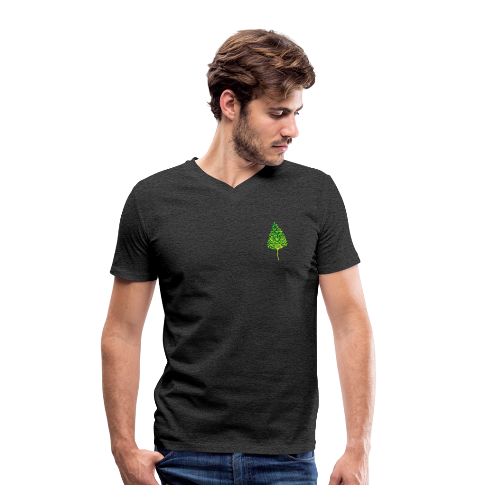 Das Blatt - Männer T-Shirt mit V-Ausschnitt aus 100% Bio-Baumwolle - Anthrazit