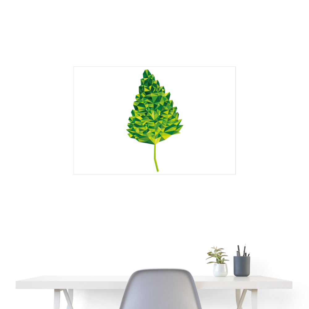 Das Blatt - Poster 90x60 cm - weiß