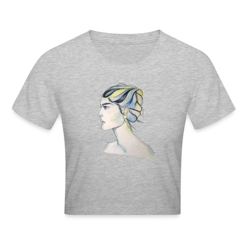 Portrait - Crop T-Shirt - Grau meliert