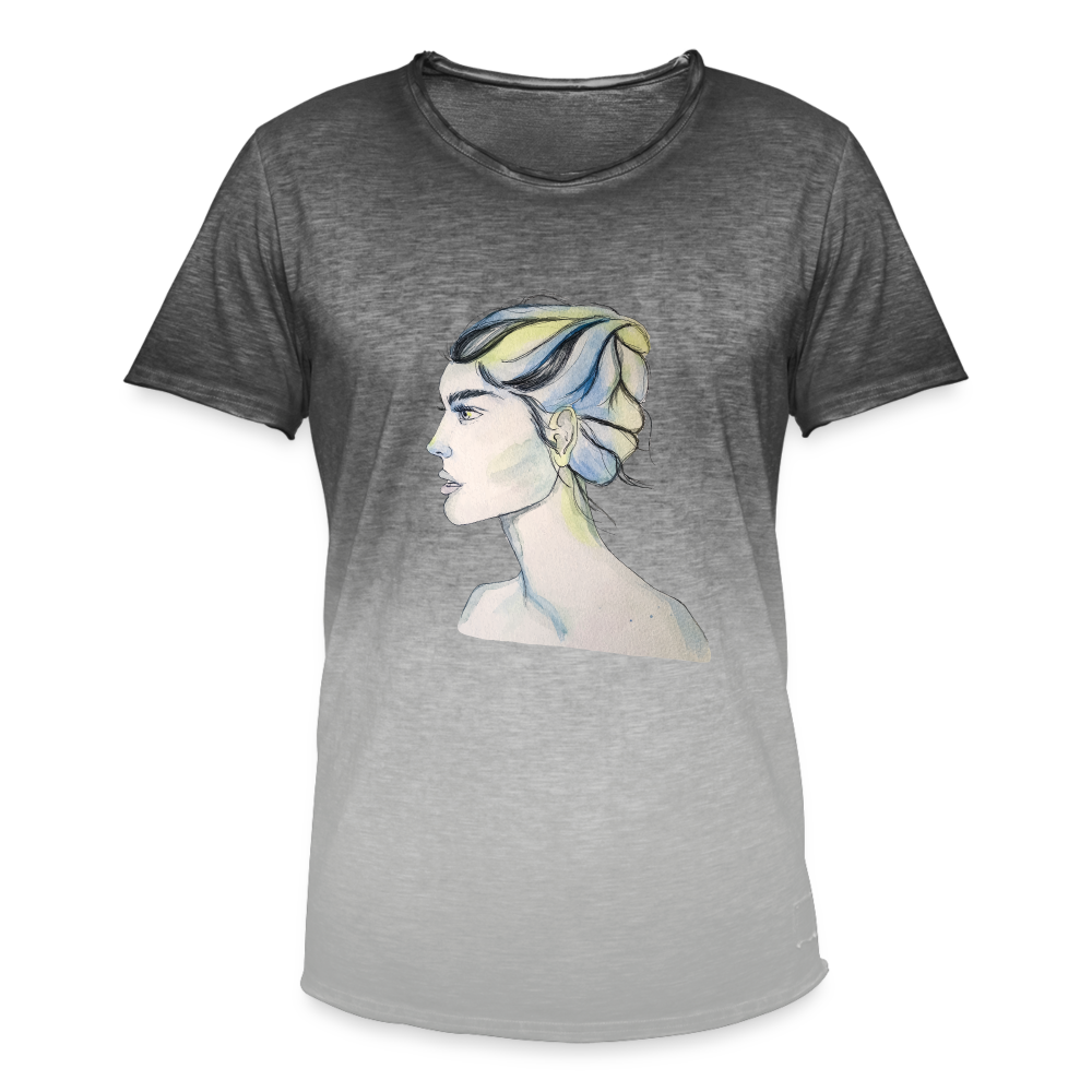 Portrait - Männer T-Shirt mit Farbverlauf - Dip Dye Grau