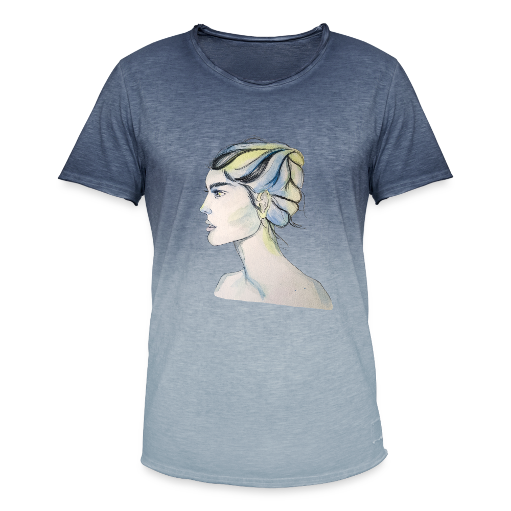 Portrait - Männer T-Shirt mit Farbverlauf - Dip Dye Blau
