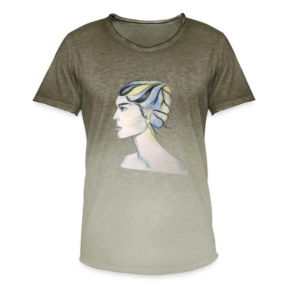 Portrait - Männer T-Shirt mit Farbverlauf - Dip Dye Khaki