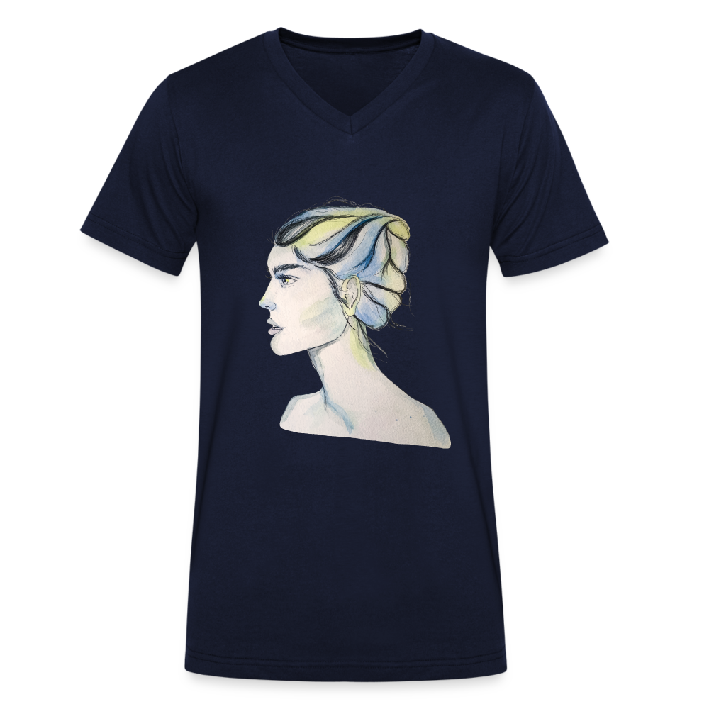 Portrait - Männer T-Shirt mit V-Ausschnitt aus 100% Bio-Baumwolle - Navy