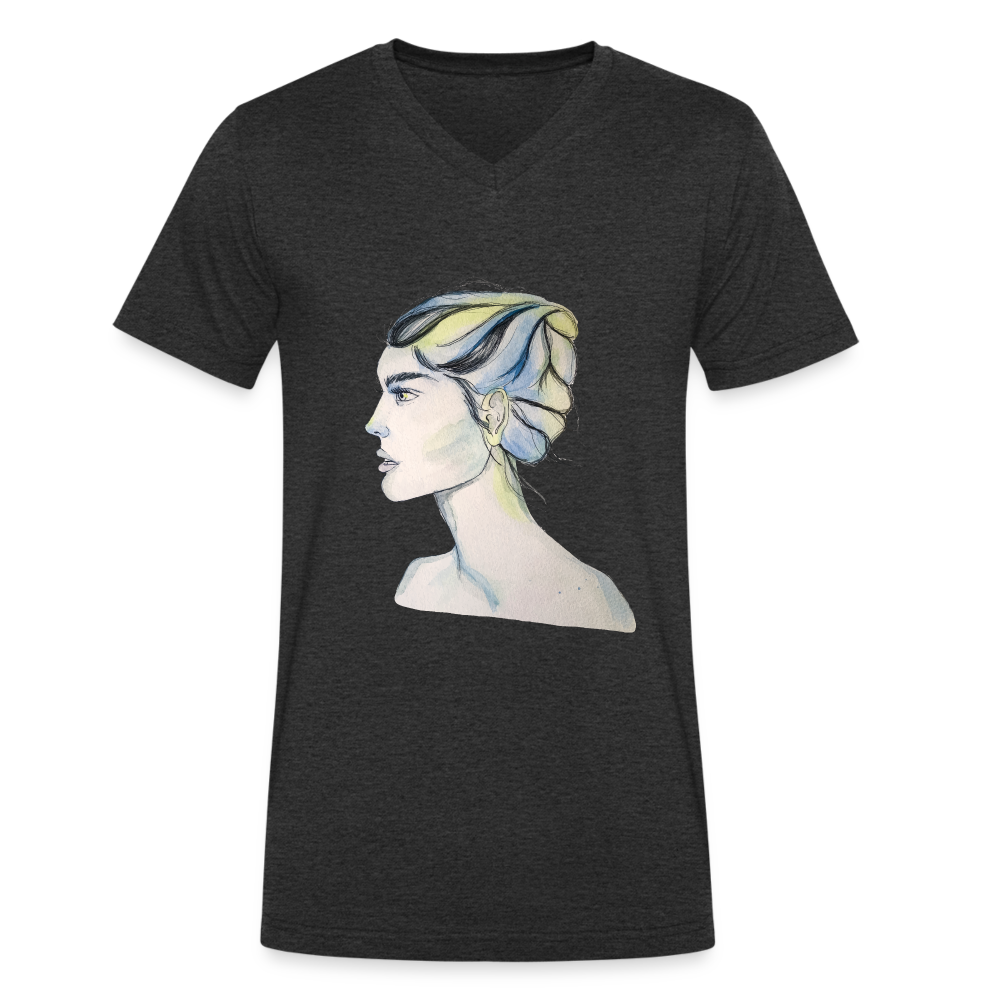 Portrait - Männer T-Shirt mit V-Ausschnitt aus 100% Bio-Baumwolle - Anthrazit
