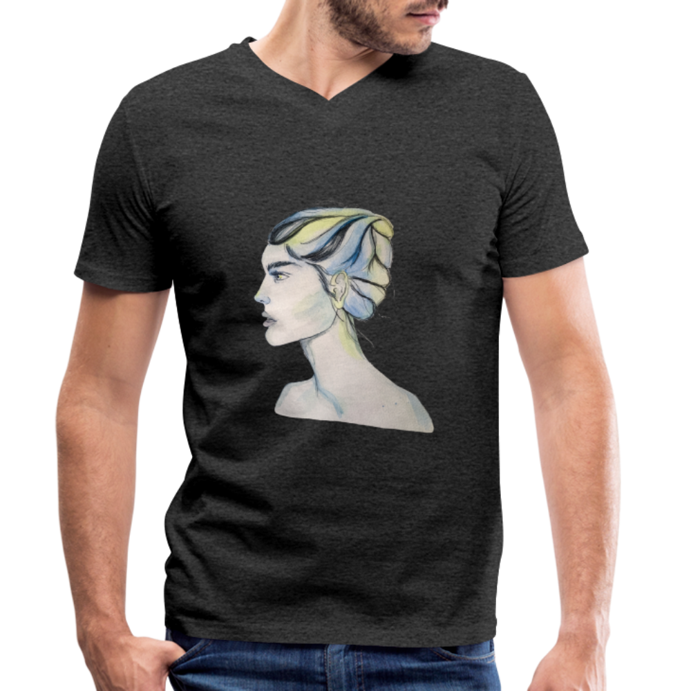 Portrait - Männer T-Shirt mit V-Ausschnitt aus 100% Bio-Baumwolle - Anthrazit