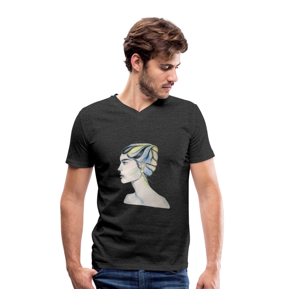 Portrait - Männer T-Shirt mit V-Ausschnitt aus 100% Bio-Baumwolle - Anthrazit