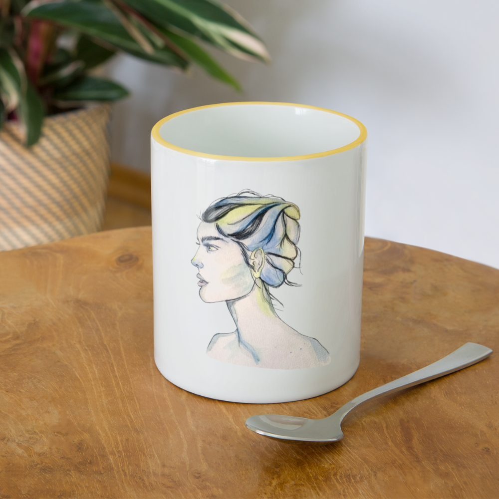 Portrait - Tasse zweifarbig 325 ml - Weiß/Gelb