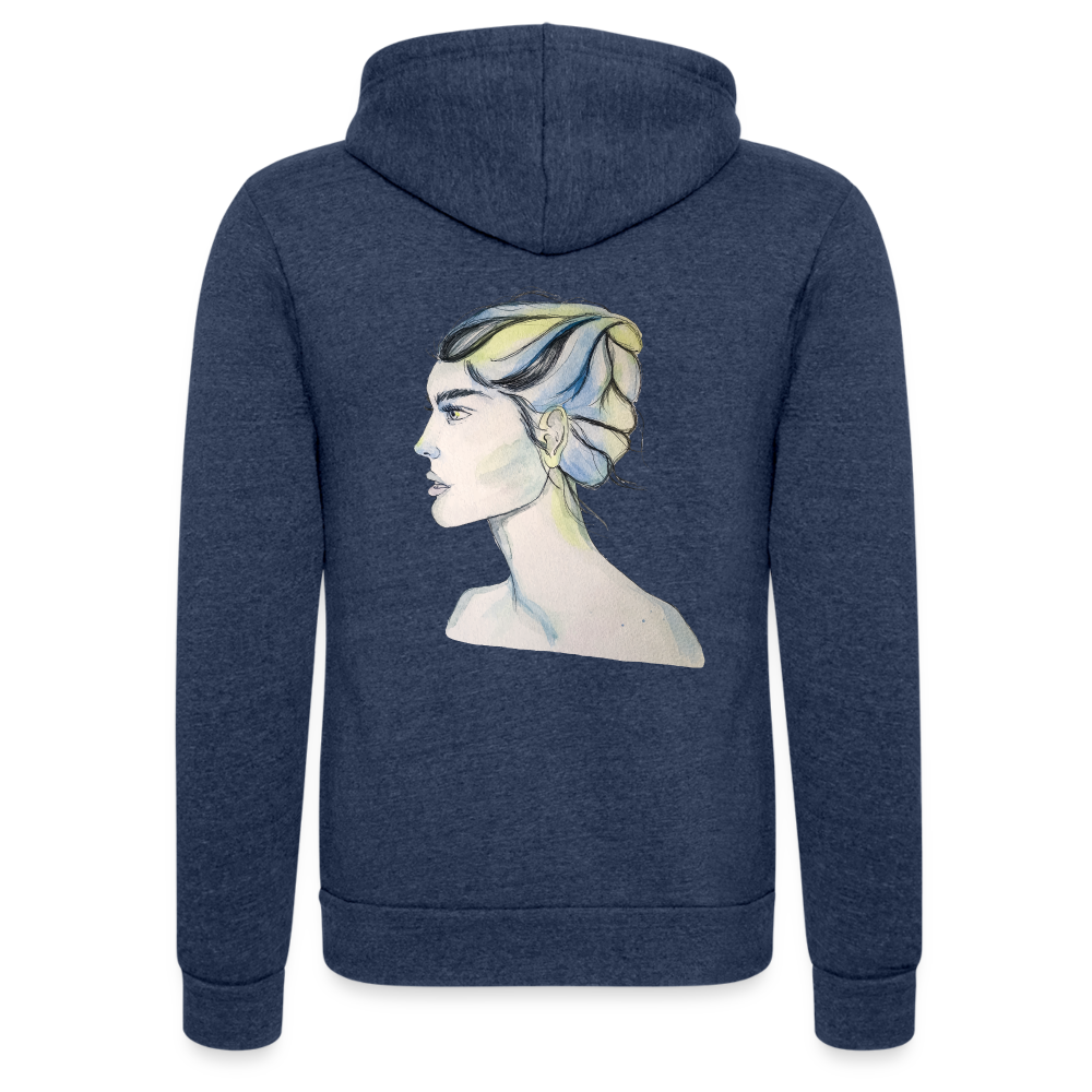 Portrait - Unisex Tri-Blend Kapuzenjacke - Navy meliert