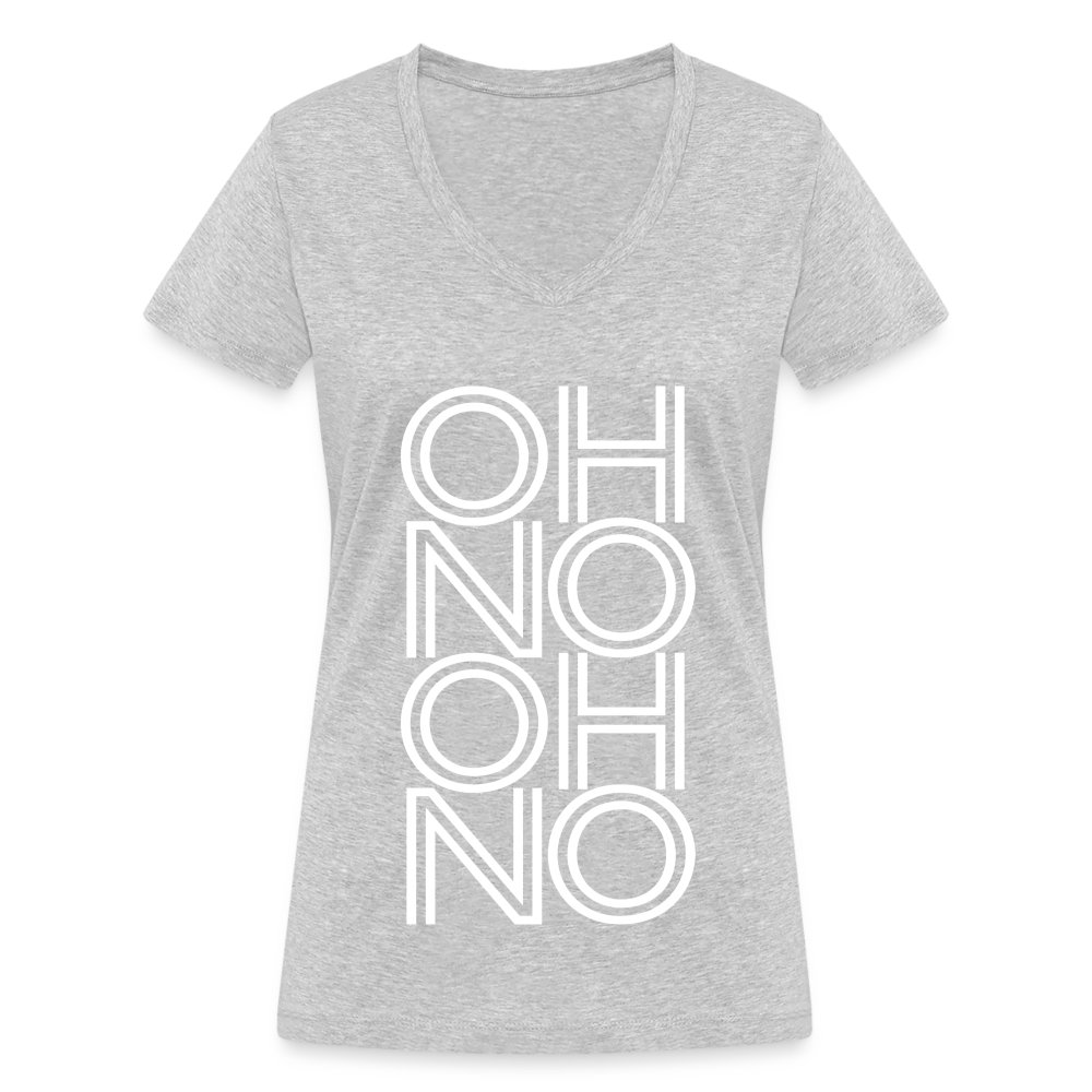 OH NO - Frauen T-Shirt mit V-Ausschnitt aus 100% Bio-Baumwolle - Grau meliert