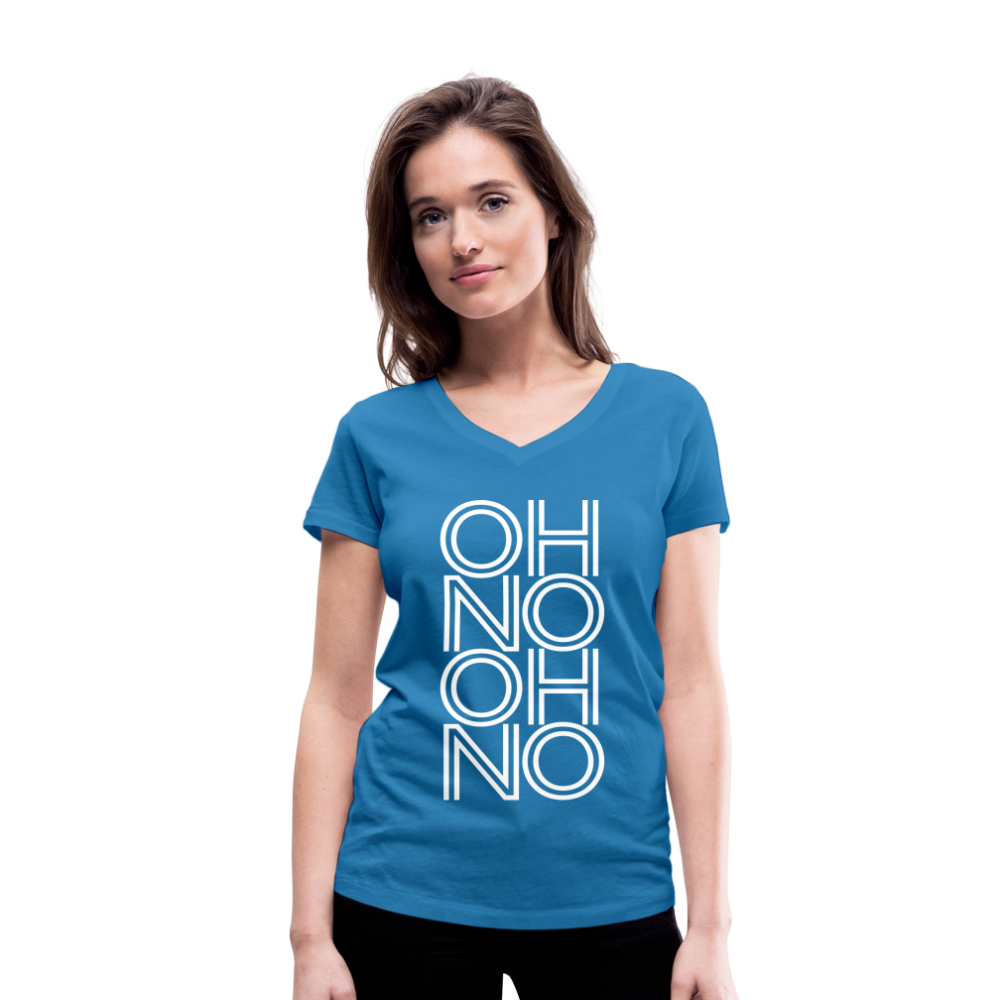 OH NO - Frauen T-Shirt mit V-Ausschnitt aus 100% Bio-Baumwolle - Pfauenblau