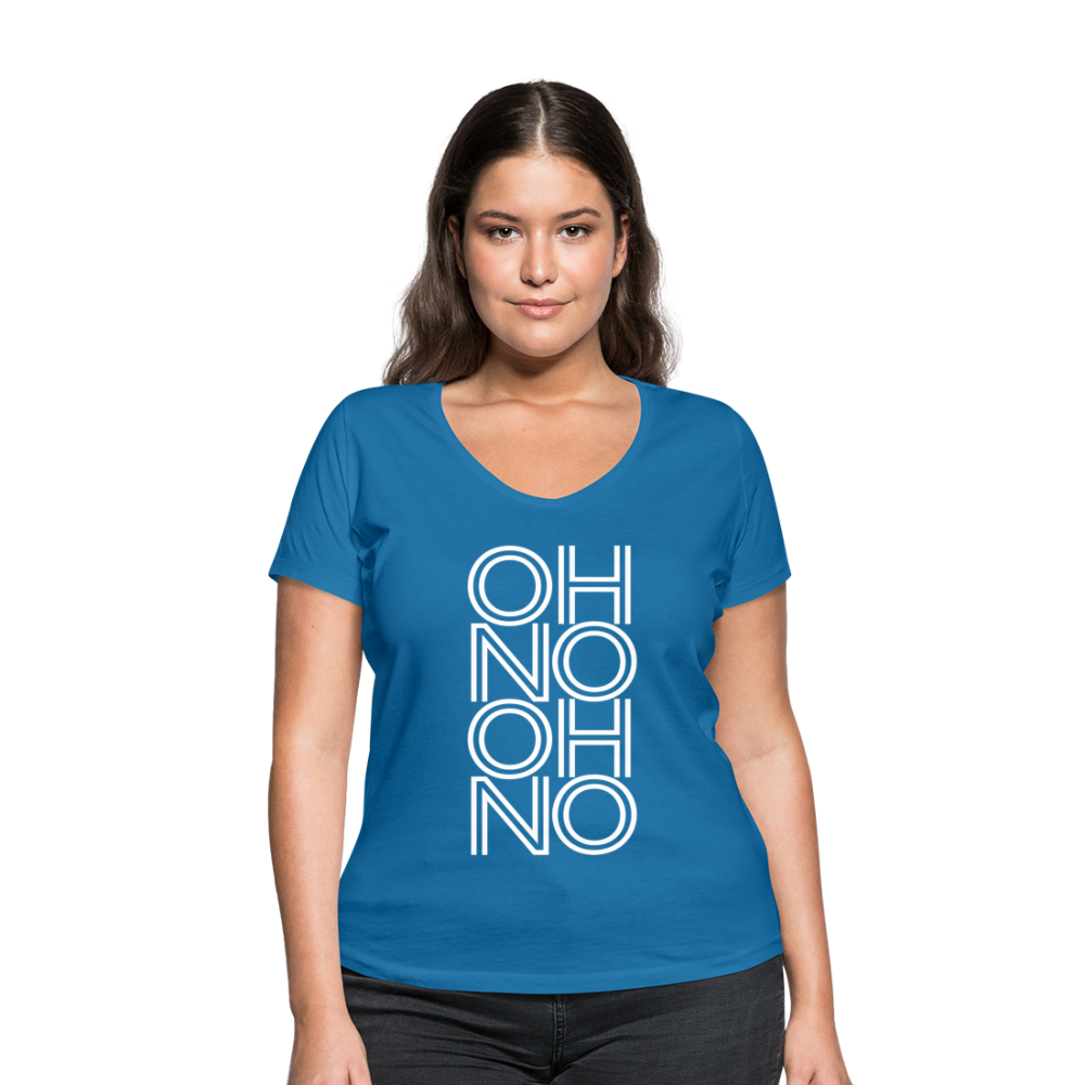 OH NO - Frauen T-Shirt mit V-Ausschnitt aus 100% Bio-Baumwolle - Pfauenblau