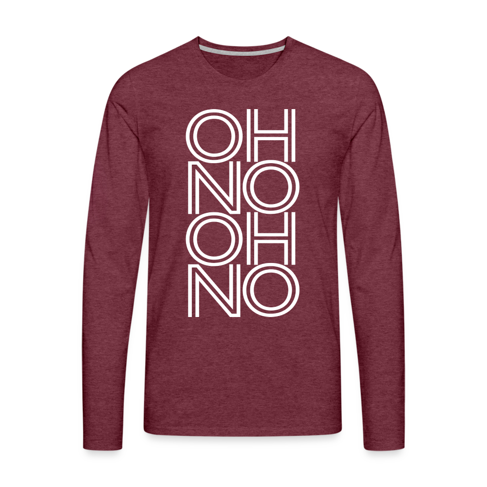 OH NO - Männer Langarmshirt - Bordeauxrot meliert