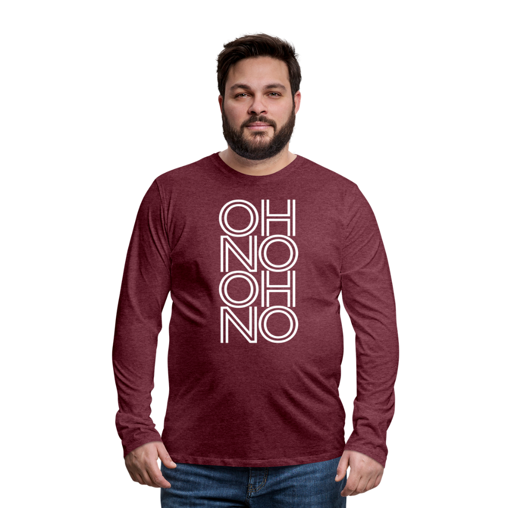 OH NO - Männer Langarmshirt - Bordeauxrot meliert