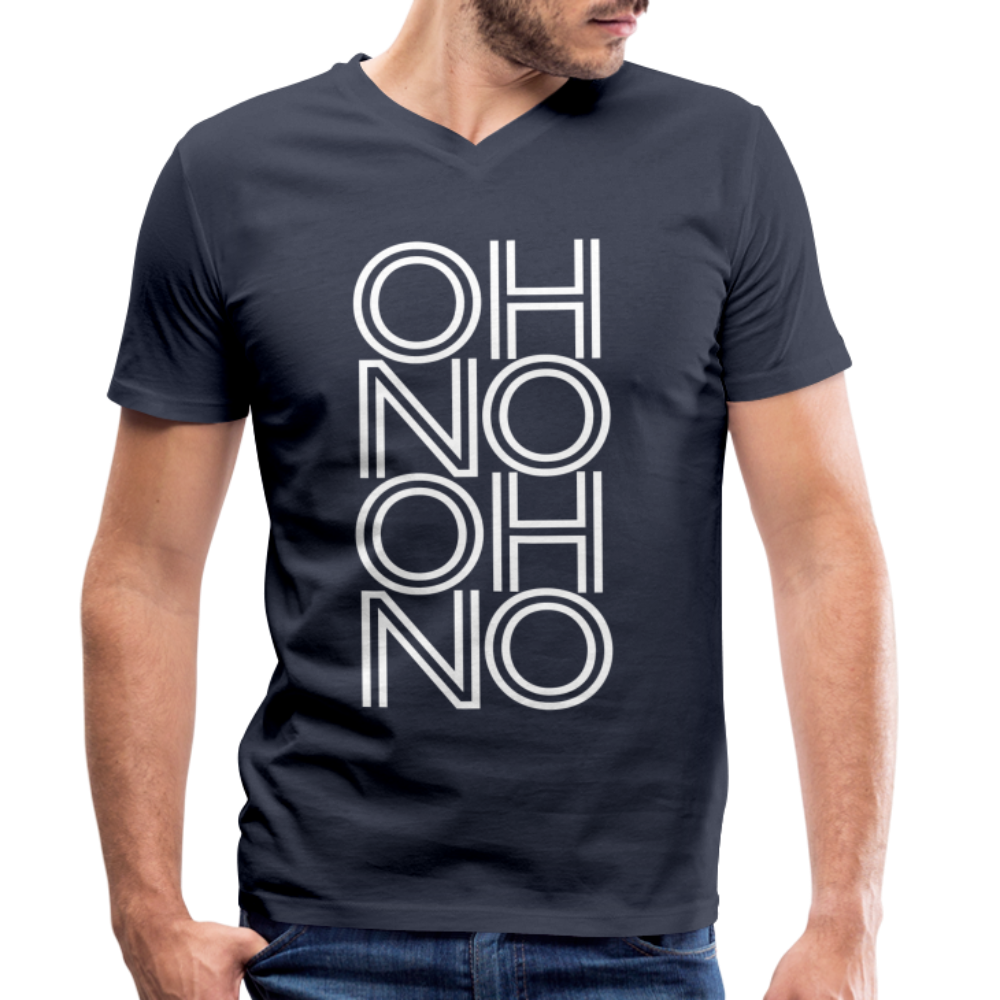 OH NO - Männer T-Shirt mit V-Ausschnitt aus 100% Bio-Baumwolle - Navy