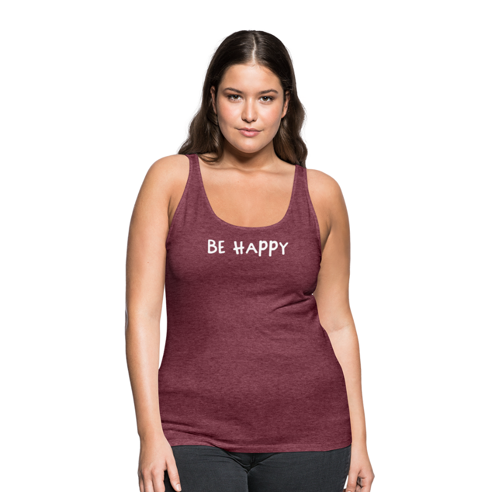 Be Happy - Frauen Tank Top - Bordeauxrot meliert