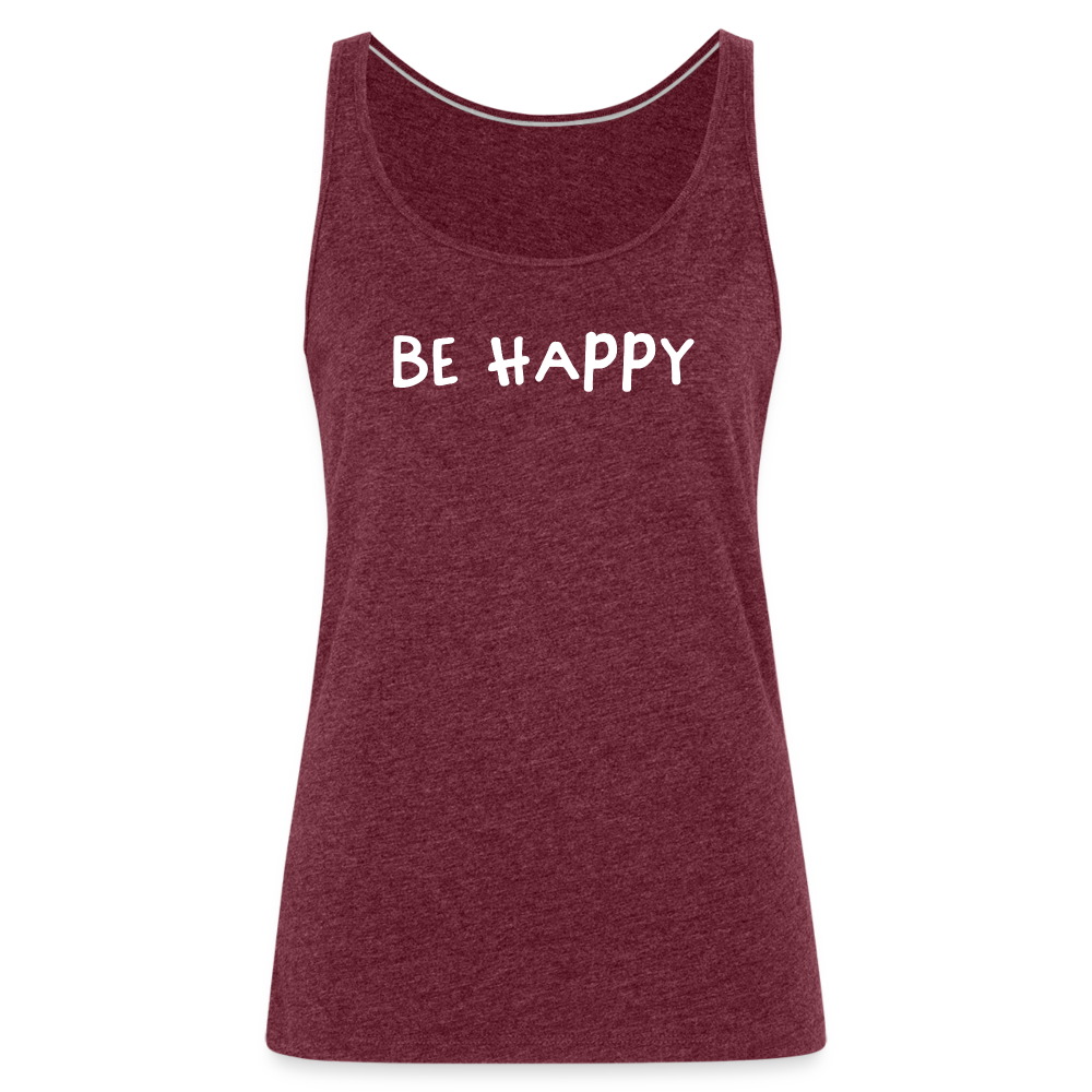 Be Happy - Frauen Tank Top - Bordeauxrot meliert