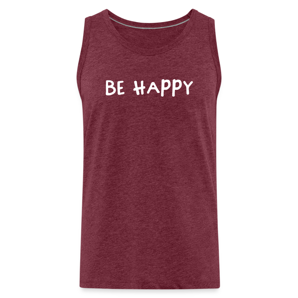 Be Happy - Männer Tank Top - Bordeauxrot meliert