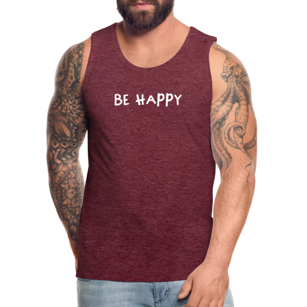 Be Happy - Männer Tank Top - Bordeauxrot meliert