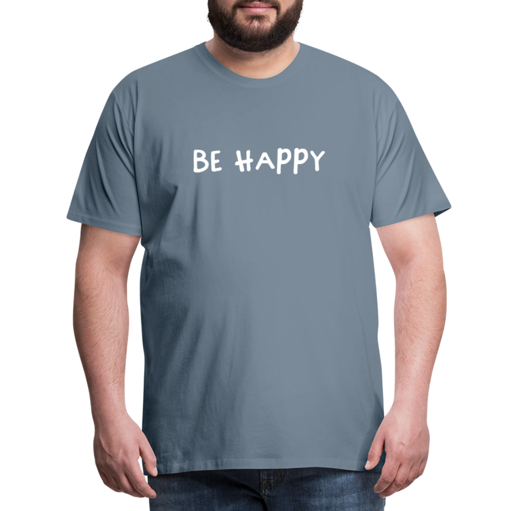 Be Happy - Männer T-Shirt - Blaugrau