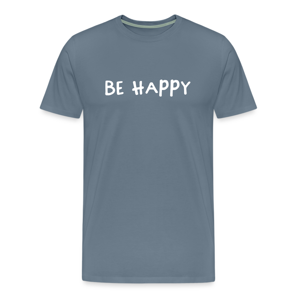 Be Happy - Männer T-Shirt - Blaugrau