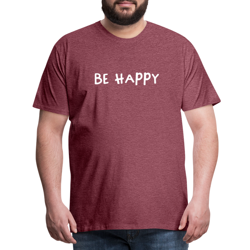 Be Happy - Männer T-Shirt - Bordeauxrot meliert