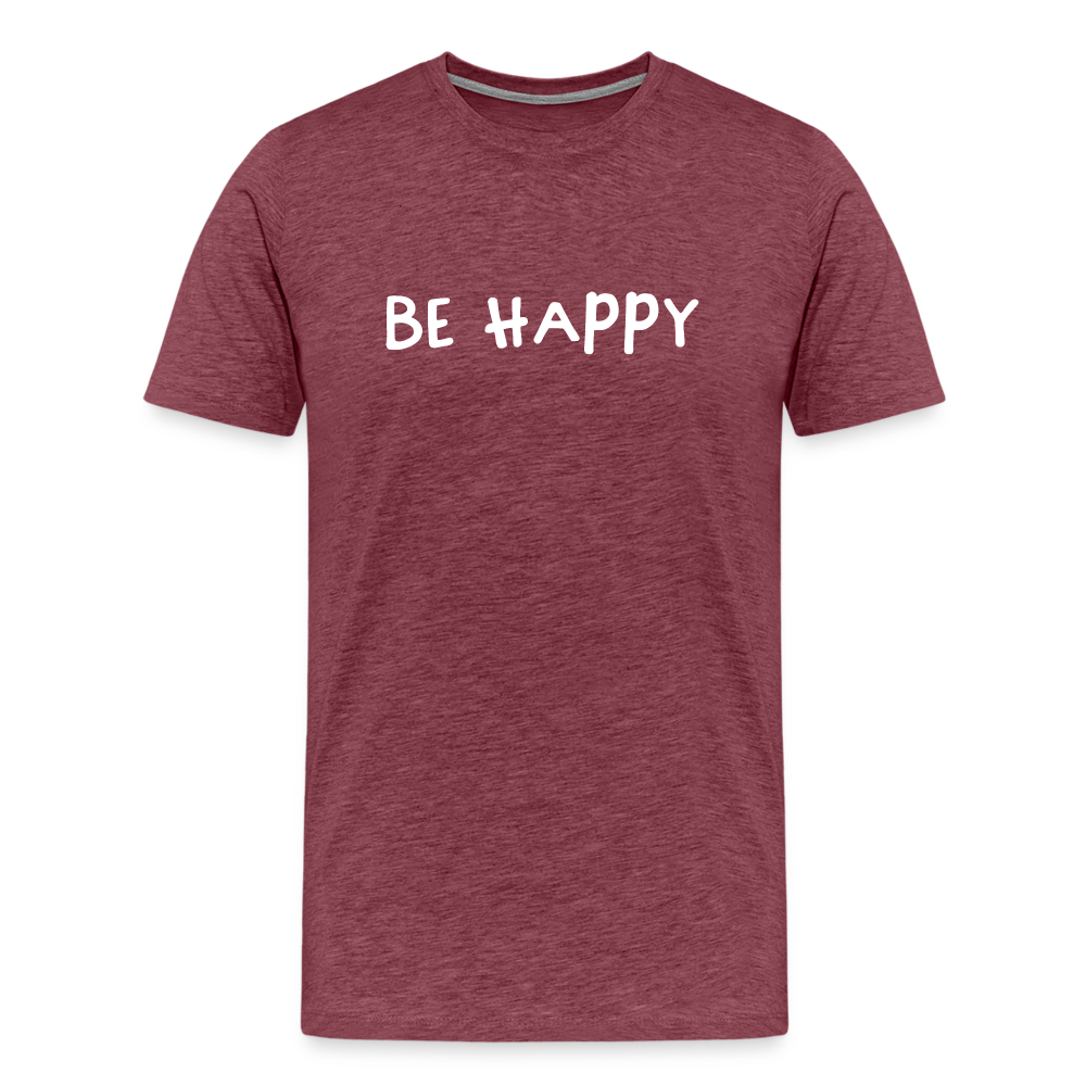Be Happy - Männer T-Shirt - Bordeauxrot meliert