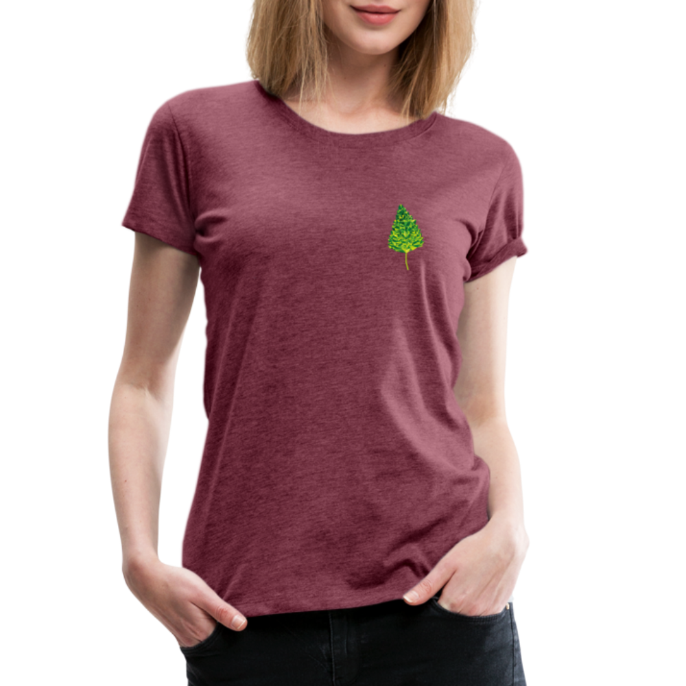 Das Blatt - Frauen T-Shirt - Bordeauxrot meliert
