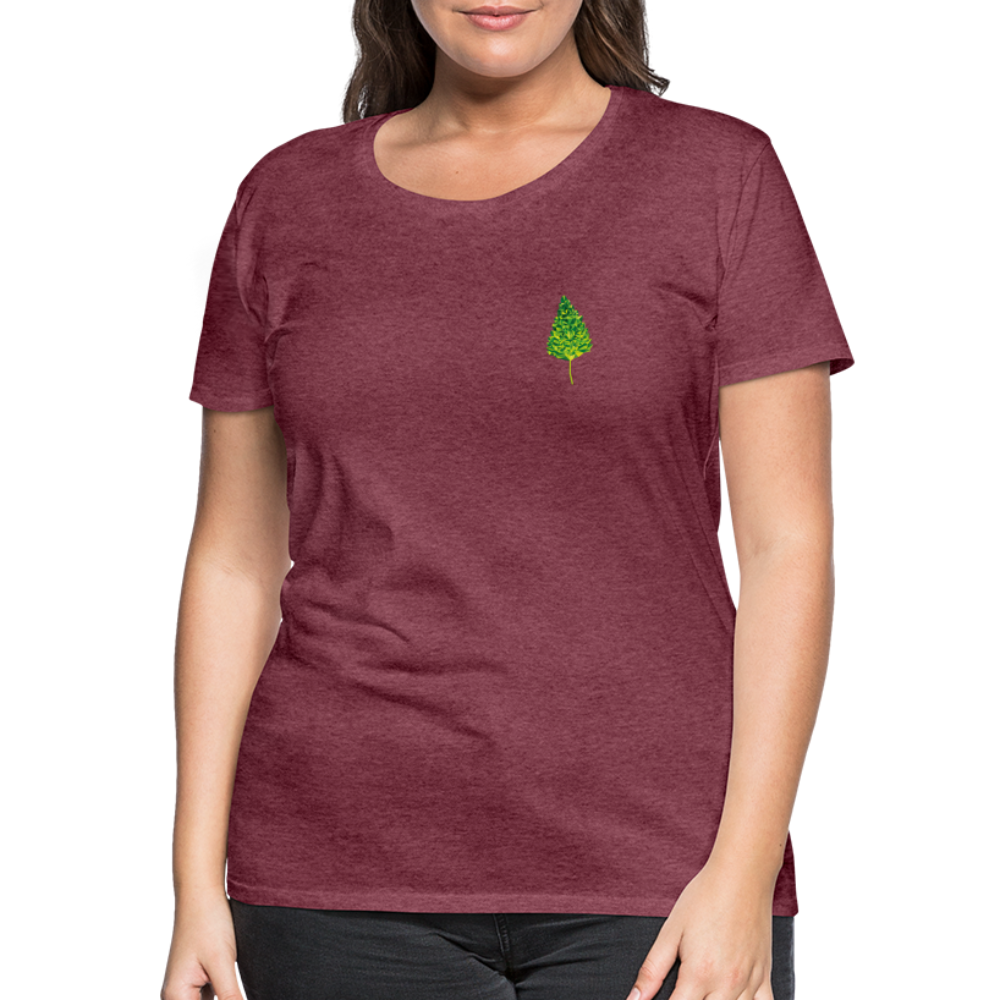 Das Blatt - Frauen T-Shirt - Bordeauxrot meliert