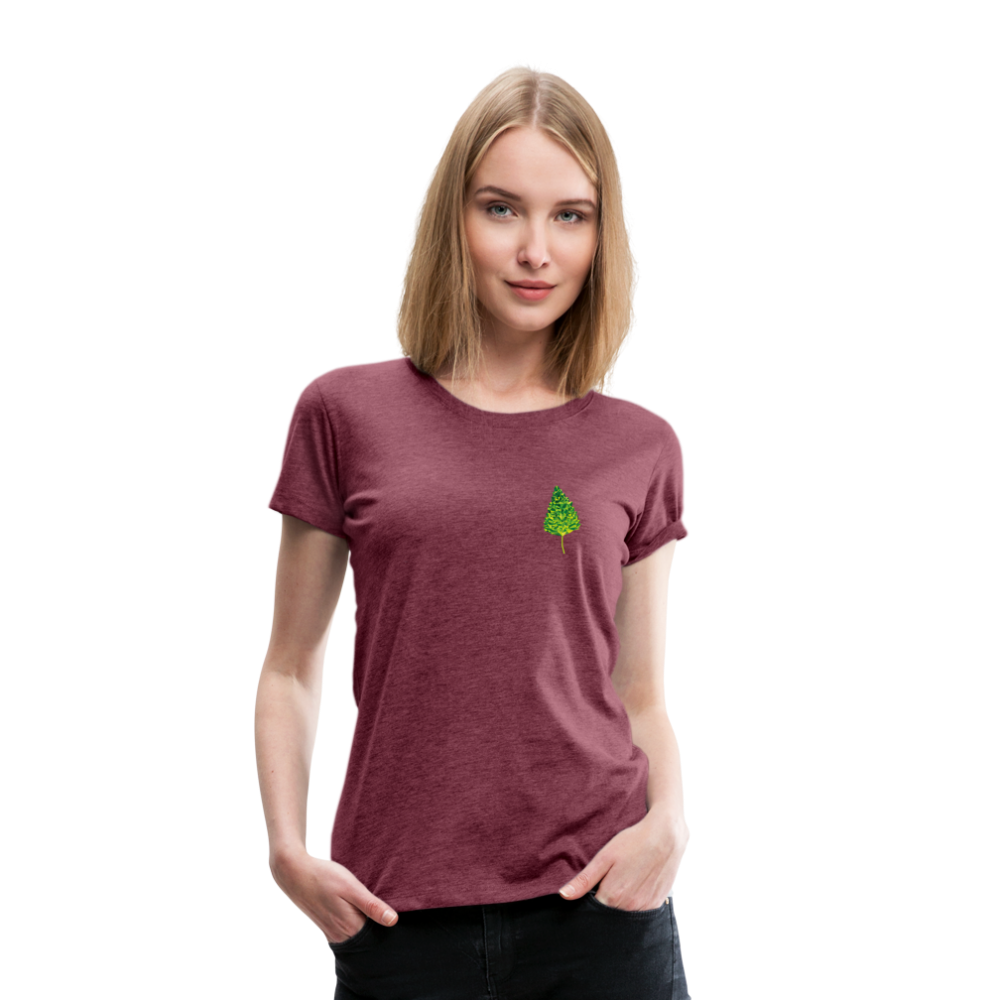 Das Blatt - Frauen T-Shirt - Bordeauxrot meliert