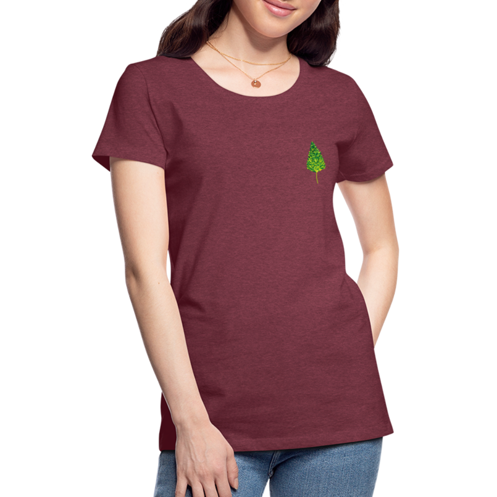 Das Blatt - Frauen T-Shirt - Bordeauxrot meliert